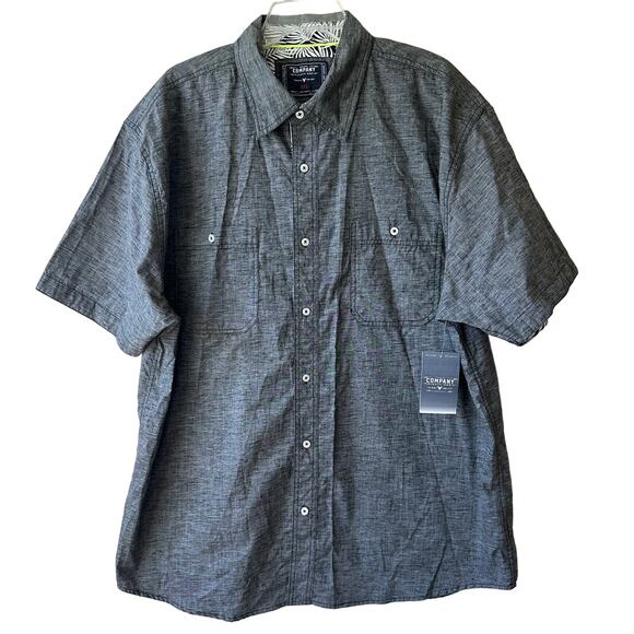 NEW Company Eighty One Button Down Shirt Short Sleeve Flip Cuff Sleeve Black 3XL - Picture 1 of 12